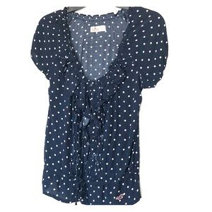 Hollister navy polka dot top